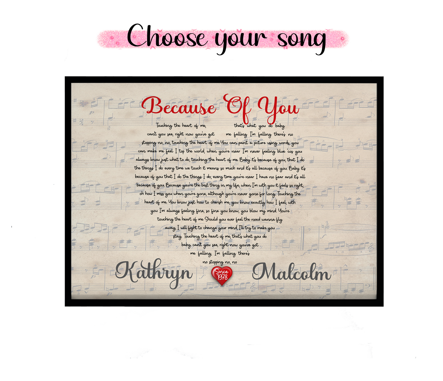 Vintage Style Song Lyric Framed Print